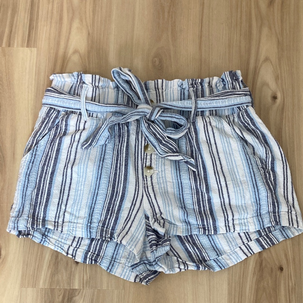 Rewash High Waist Blue and White Striped Shorts
